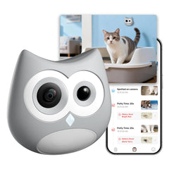 SiiPet cámara en caja de arena de gato, captura hábitos para monitoreo diario.