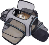Siivton transportín para mascotas, lados expandibles para mayor comodidad durante el viaje.