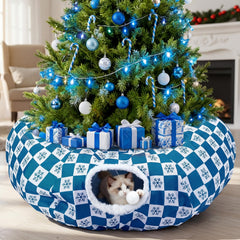 SilTriangle tunel gato navidad, cama comoda para descanso junto al arbol