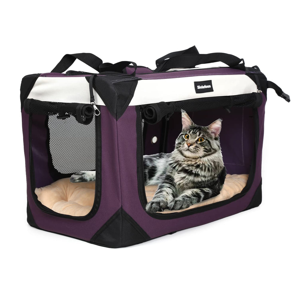 Transportín Sivlefoss grande para gatos, plegable y cómodo para viajes.