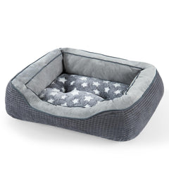 Cama SIWA MARY para perro mediano, gris con pentagrama, confort para dormir