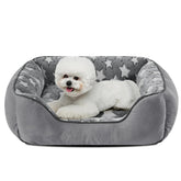 Cama SIWA MARY para perro pequeño, vista frontal rectangular, confort inmediato.