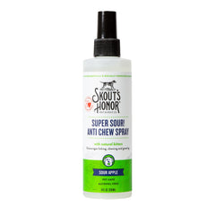 Skout's Honor Super Sour Spray, botella, disuade mordisqueos de forma segura.