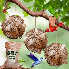 Slivche bolas-nido-aves-externo en jardín para atraer aves silvestres