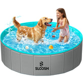 Sloosh piscina plegable para perro de 48x12, gris, ideal para descansar y refrescarse.