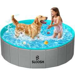 Sloosh piscina plegable para perro de 48x12, gris, ideal para descansar y refrescarse.