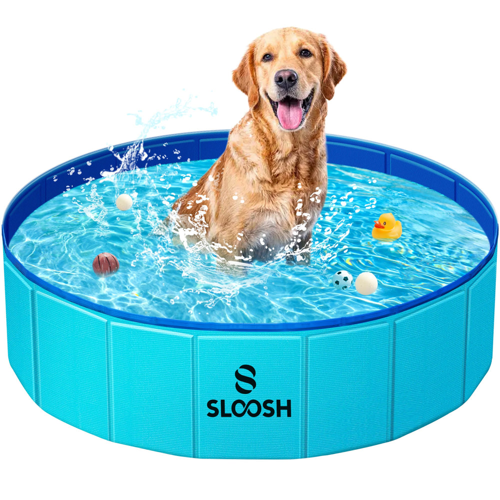 Sloosh piscina para perros plegable, duradera y antideslizante, vista frontal.