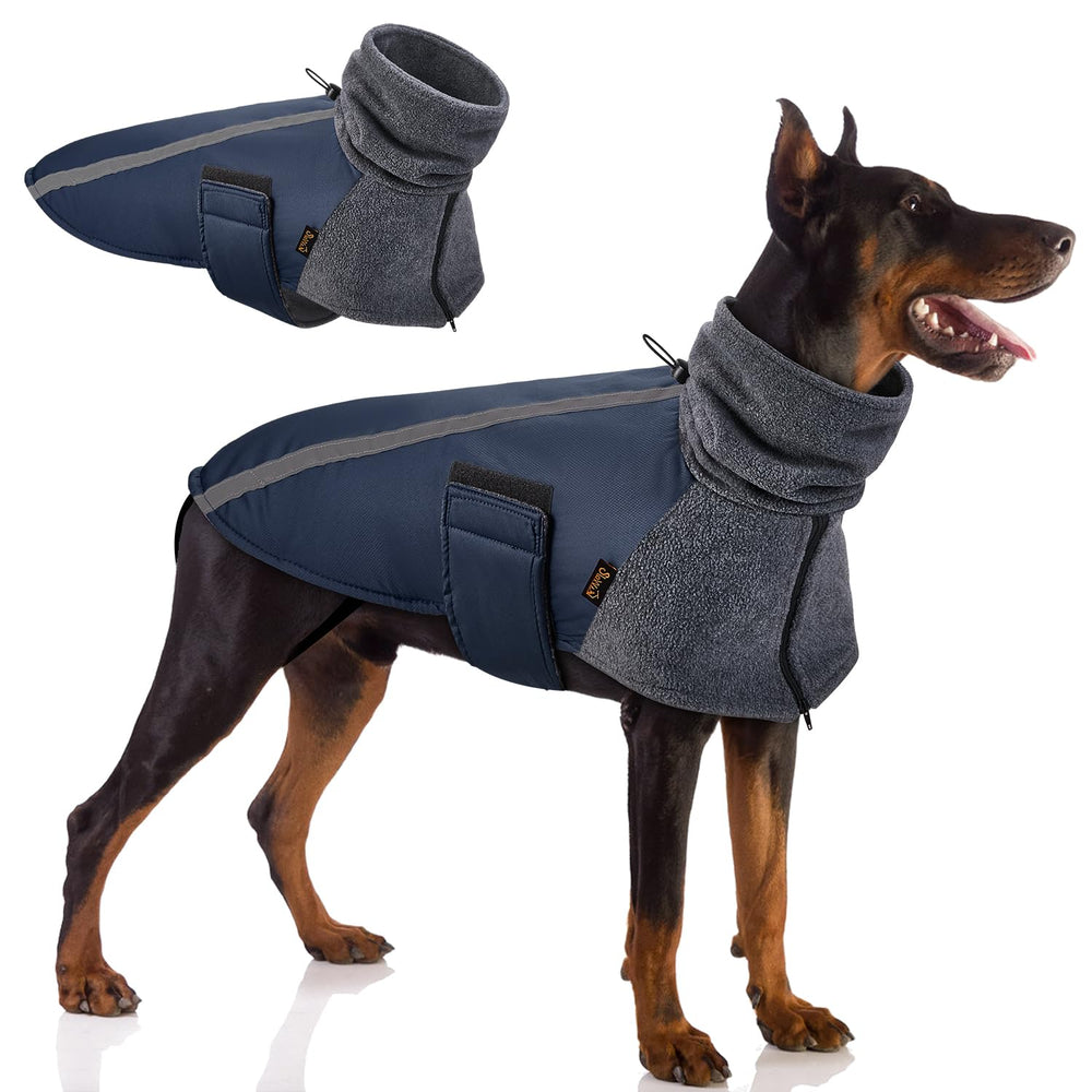 SlowTon abrigo para perro con cuello alto y bufanda integrada, ideal para paseos fríos.