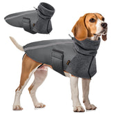 SlowTon abrigo para perro invierno gris cuello alto, ideal para paseos fríos