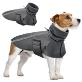 SlowTon abrigo de invierno para perro con cuello alto y bufanda, ideal para paseos fríos.