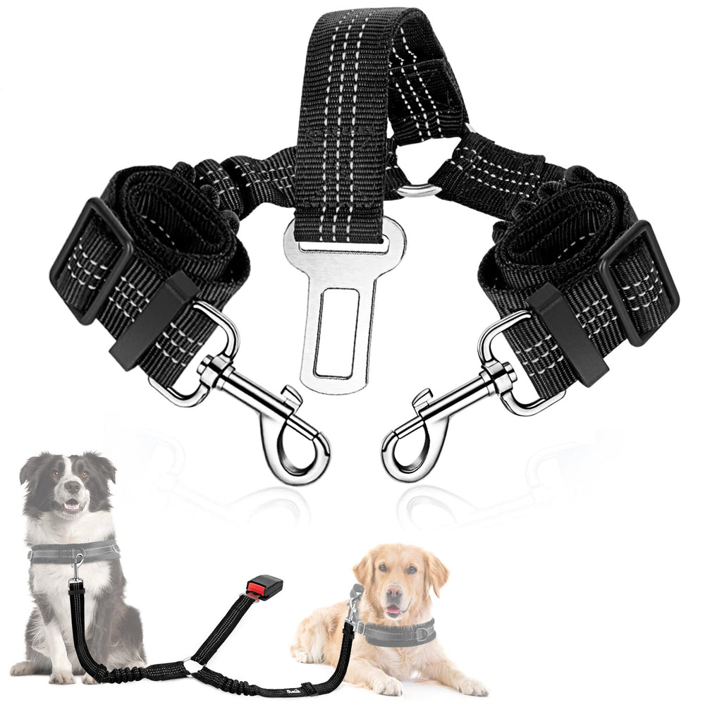 SlowTon cinturon asiento para perros doble, seguridad para dos mascotas en el coche