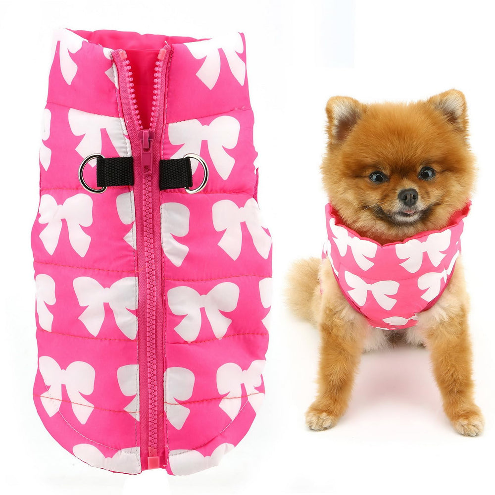 Chaqueta de invierno rosa SMALLLEE LUCKY STORE para perros pequeños, ideal para paseos.