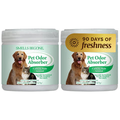 SMELLS BEGONE frasco 15oz con gel, etiqueta visible para neutralizar olores