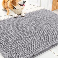 Smiry alfombra de entrada de chenille; tacto suave para mascotas y pies.