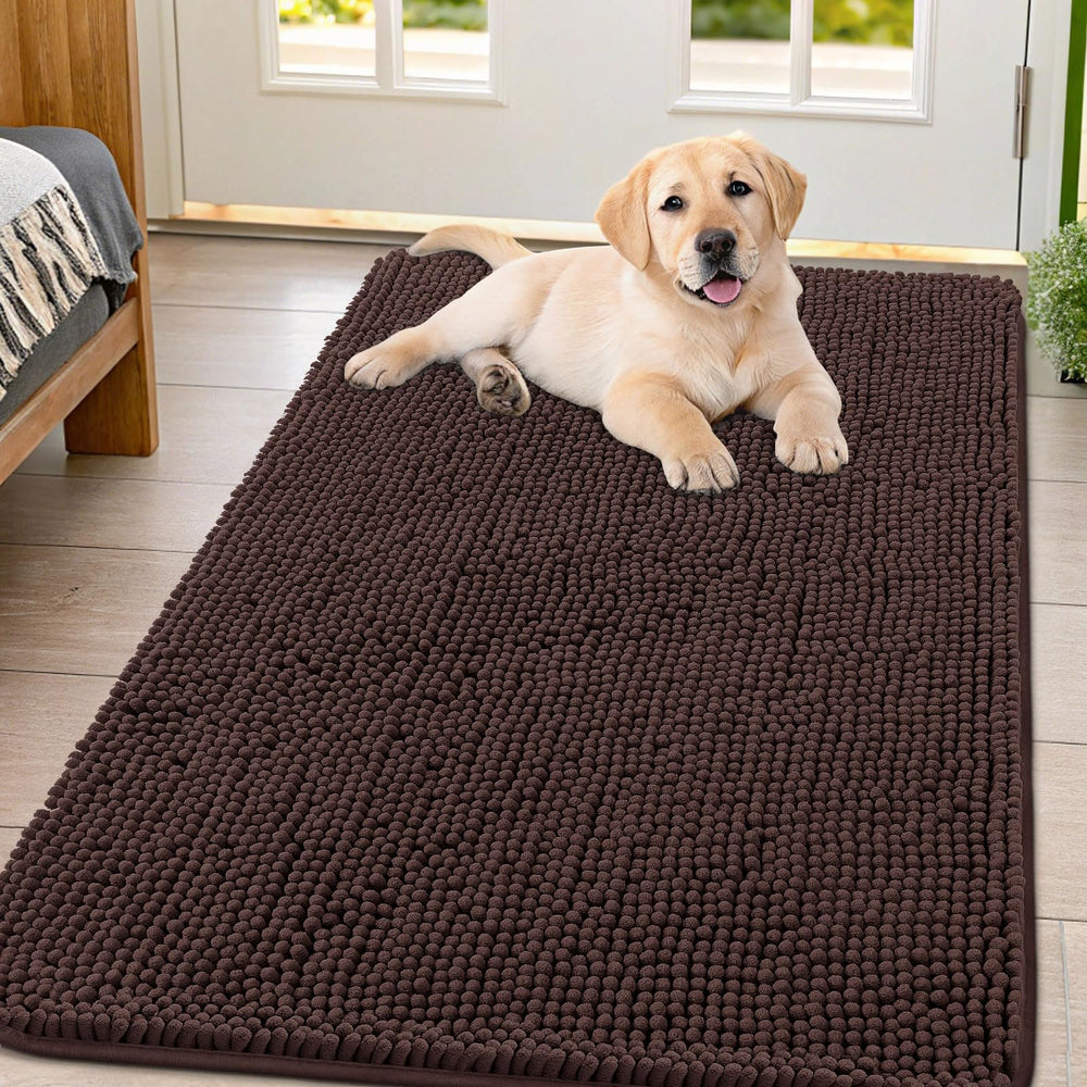 Smiry alfombra de entrada chenille suave para perros, mantiene el piso limpio