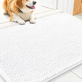 Smiry alfombra de entrada con chenille blanca, tacto suave para las patas.