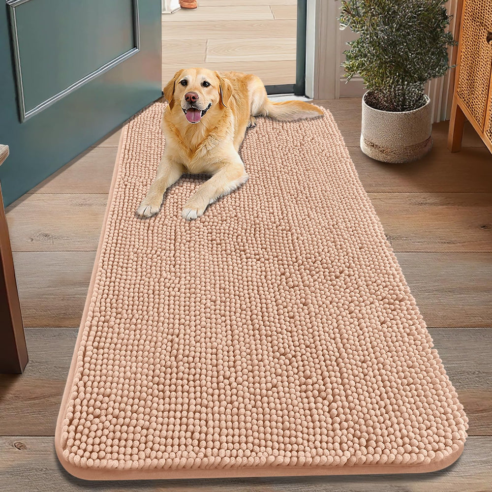 Alfombra Smiry para perros en tono durazno; absorbe humedad y suciedad de las patas.
