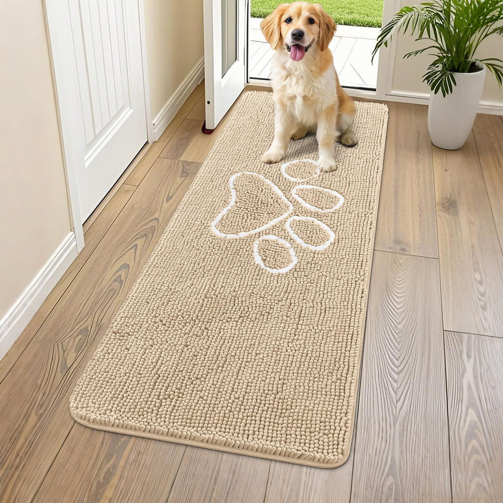Alfombra Smiry para puerta con chenille suave, ideal para recibir a tus mascotas.