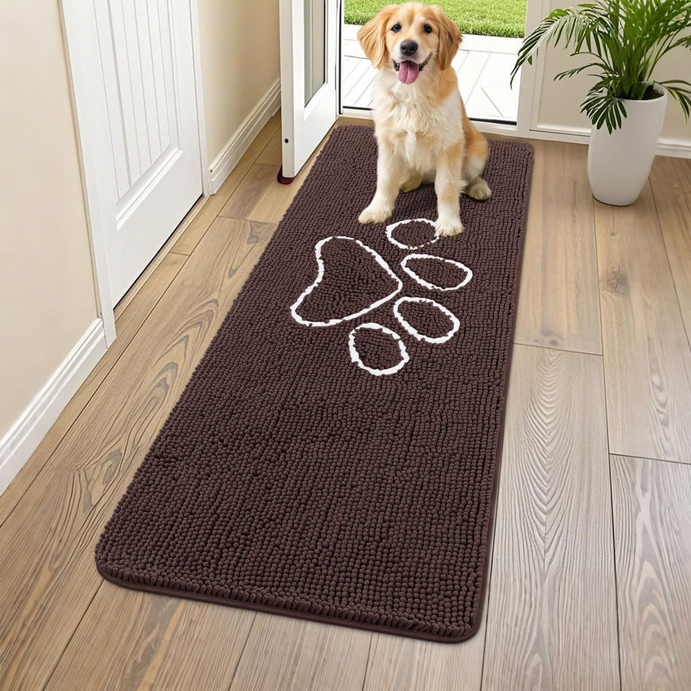 Alfombrilla Smiry para puerta de perro con chenilla suave, ideal para limpiar patas.