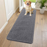 Alfombra Smiry para perros, primer plano de chenilla suave que absorbe humedad.