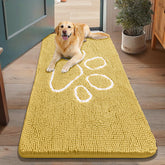 Smiry felpudo chenille suave amarillo y blanco, confort al pisar.