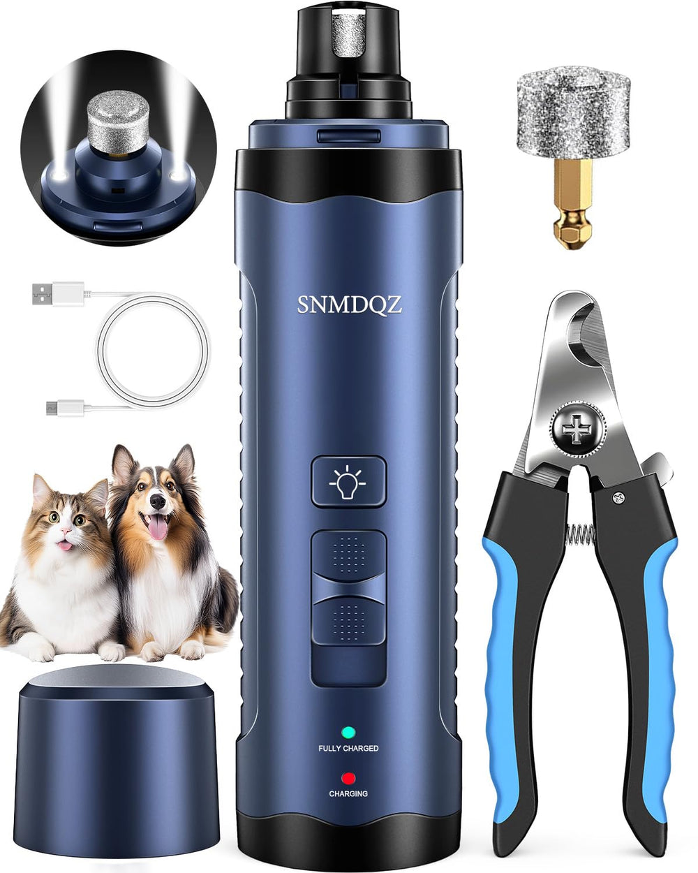 SNMDQZ lijadora de uñas para perros con luz LED para precisión nocturna