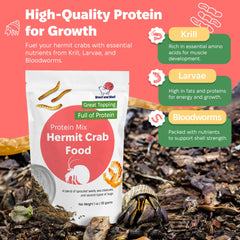 Snout and Shell: mezcla proteica con granos germinados para cangrejo ermitaño y variedad