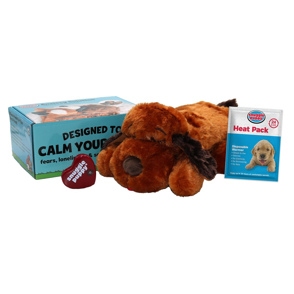 Snuggle Puppy muestra su latido real para calmar al perro durante el descanso.