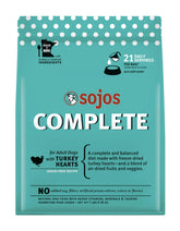 Sojos Complete Pavo Deshidratado Envase facilita almacenamiento y preparación rápida.