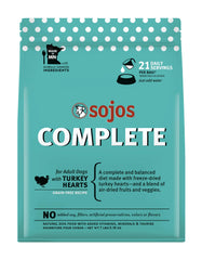 Sojos Complete Pavo Deshidratado Envase facilita almacenamiento y preparación rápida.