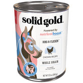 Solid Gold Hund-N-Flocken en lata abierta, ideal para la comida diaria de tu perro.