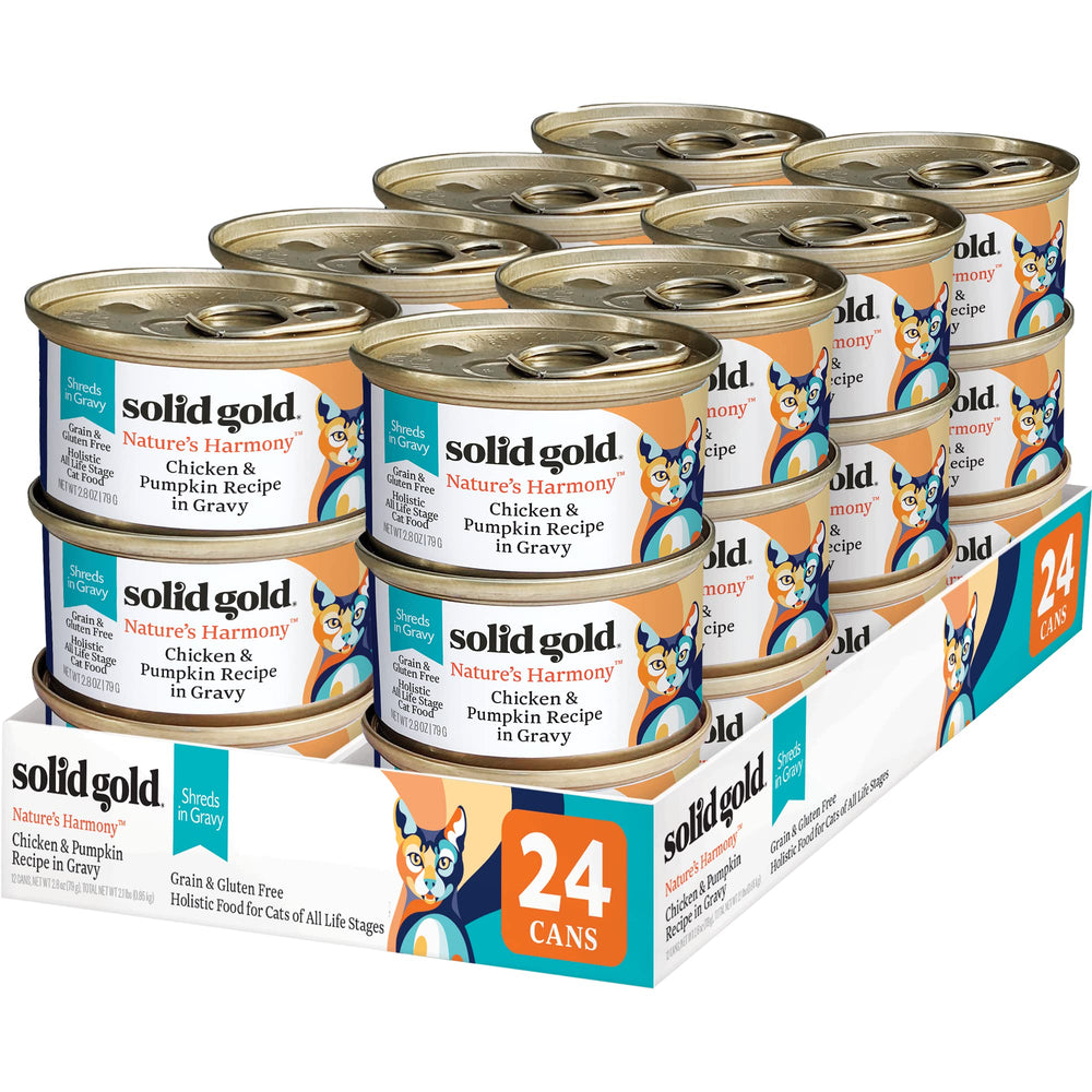 Solid Gold trozos de pollo y calabaza en salsa para hidratación adicional en gatos adultos