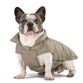 SPACE LION abrigo puffer para perro — vista frontal, cálido y ligero para paseos en frío.
