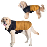 SPACE LION chaqueta puffer para perro, vista frontal, calor cómodo para paseos.