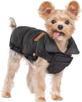 SPACE LION chaqueta puffer para perros vista frontal, calor cómodo en paseos invernales.
