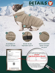 SPACE LION dog puffer jacket adaptive chest panel for varied builds