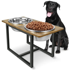 Spacnom alzado doble cuenco acero inoxidable para perros grandes, comodidad al comer.