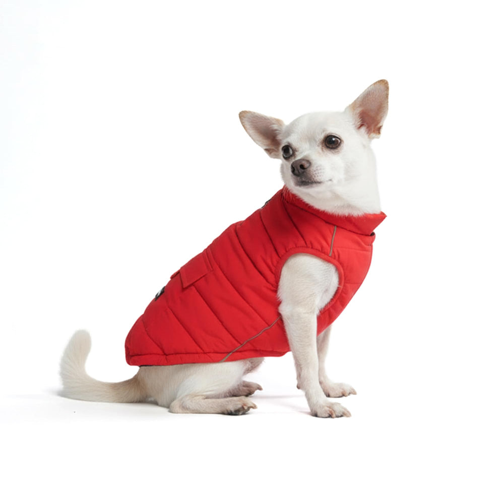 Spark Paws chaqueta de invierno para perro, frente roja, protección contra lluvia ligera.