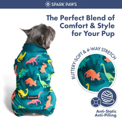 Spark Paws Pijama para perros, vista trasera, protección y calentamiento suave durante la noche
