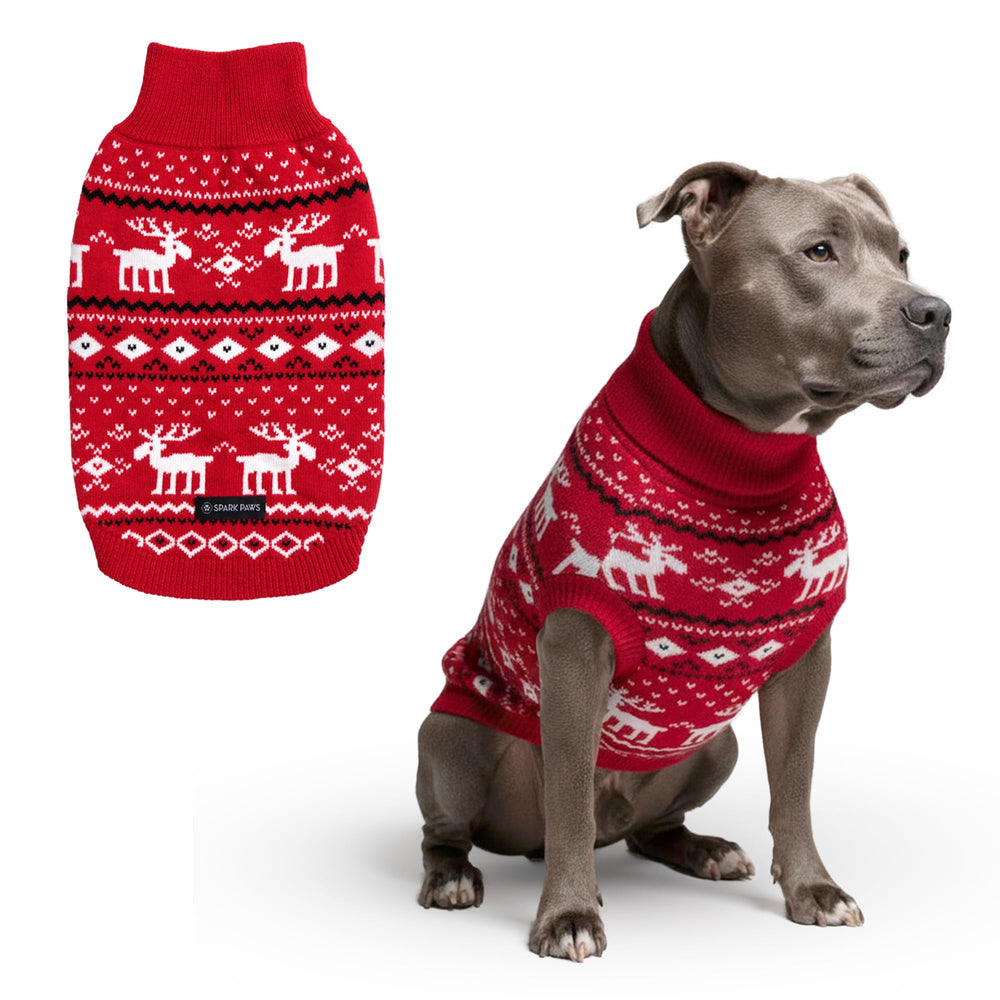 Spark Paws sudadera navidad para perro, vista frontal, cómodo y festivo.