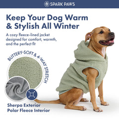 Spark Paws sudadera perro ajuste doble, botones para tallas desde pequeña hasta extragrande.