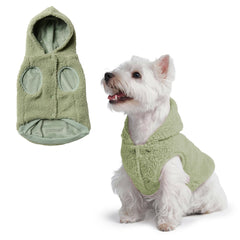 Spark Paws sudadera con capucha verde claro vista frontal, ideal para paseos fríos.
