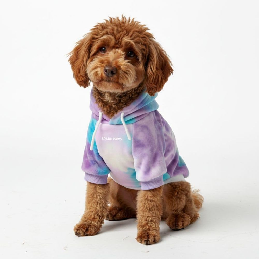 Sudadera Spark Paws para perro, vista frontal en azul cielo, ideal para paseos con estilo.