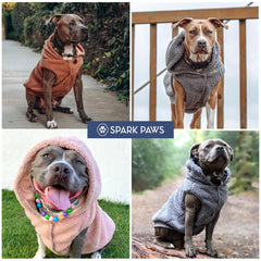 Spark Paws suéter para perro con abertura de correa integrada para salidas rápidas.