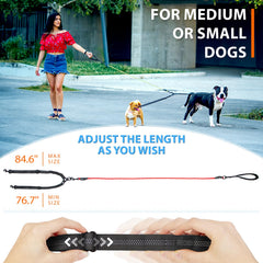 SparklyPets mango ergonómico en la correa doble para agarre cómodo.