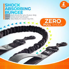 La correa SparklyPets para perros medianos y grandes con bungee absorbe tirones.