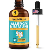 Special Breed Allergy & Immune, bote de 4 onzas, apoyo suave para alergias en mascotas.