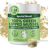 Special Breed polvo mejillón verde 75 g en frasco para articulaciones de perros y gatos.