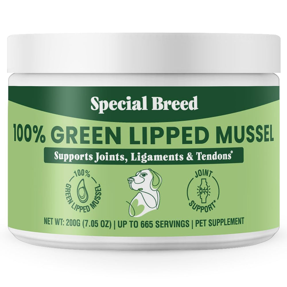Polvo de mejillón verde NZ de Special Breed para apoyo articular.