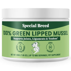 Polvo de mejillón verde NZ de Special Breed para apoyo articular.